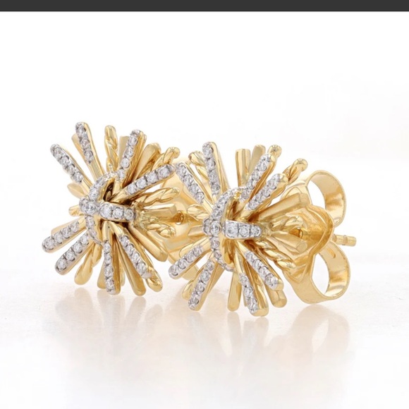 David Yurman Angelika Four Points .25ctw Diamond Earrings Yellow Gold - Picture 4 of 6